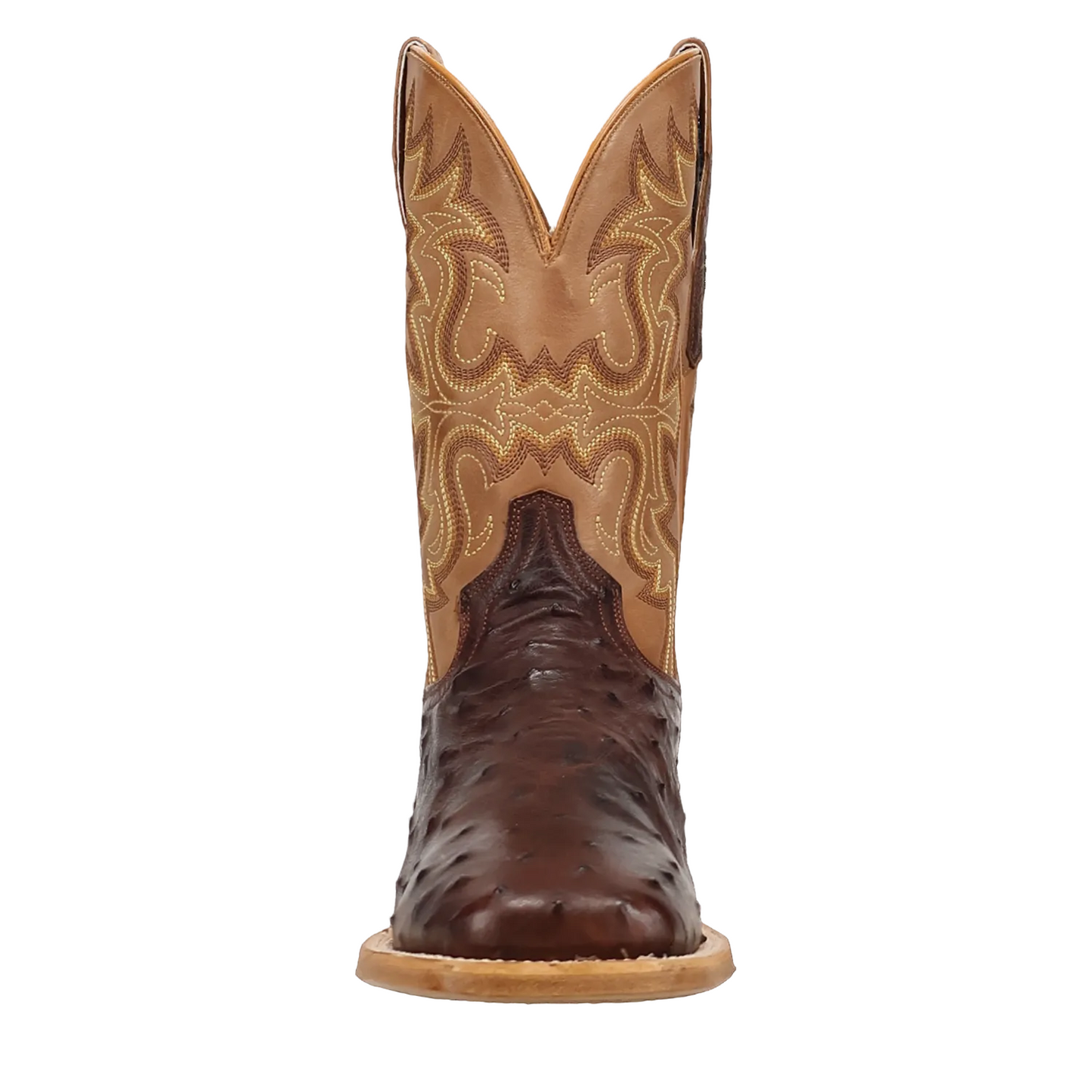 Dan Post Men's Drayden Cognac Full Quill Ostrich & Honey Tan Top Square Toe Cowboy Boots DP5268