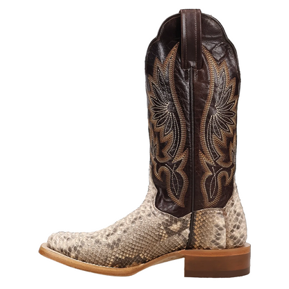 Dan Post Women's Amara Natural Python & Chocolate Brown Top Broad Square Toe Cowgirl Boots DP5282