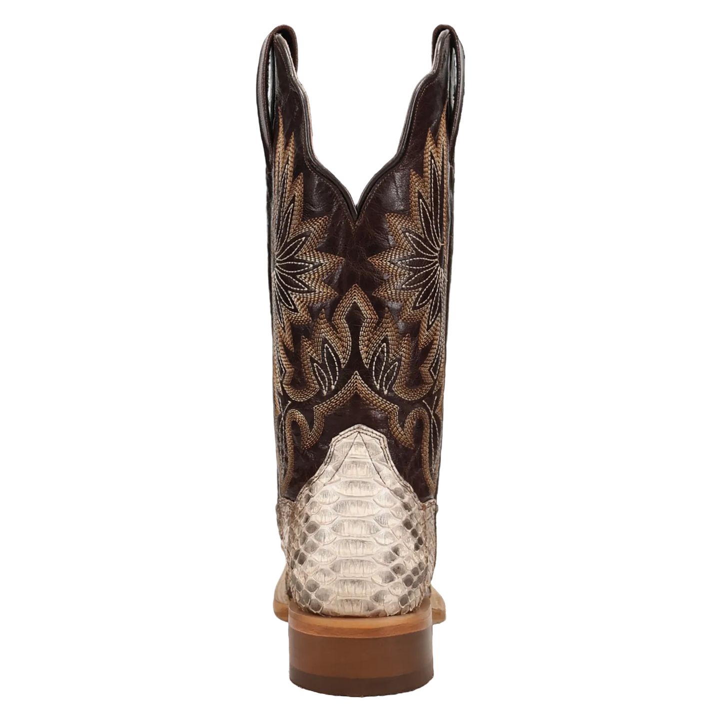 Dan Post Women's Amara Natural Python & Chocolate Brown Top Broad Square Toe Cowgirl Boots DP5282