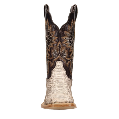 Dan Post Women's Amara Natural Python & Chocolate Brown Top Broad Square Toe Cowgirl Boots DP5282