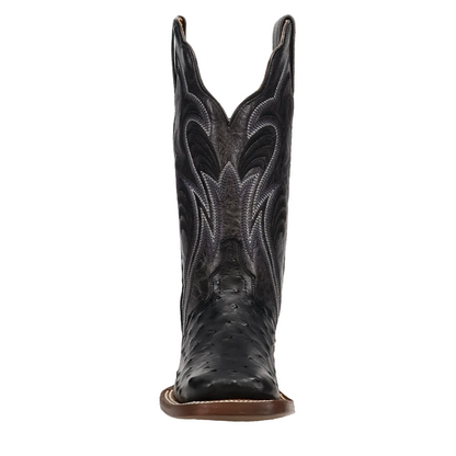 Dan Post Women's Reese Black Full Quill Ostrich Broad Square Toe Cowgirl Boots DP5284