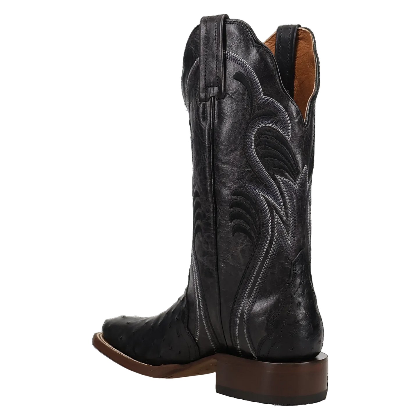Dan Post Women's Reese Black Full Quill Ostrich Broad Square Toe Cowgirl Boots DP5284