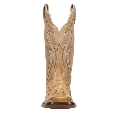 Dan Post Women's Reese Tan Full Quill Ostrich Broad Square Toe Cowgirl Boots DP5285