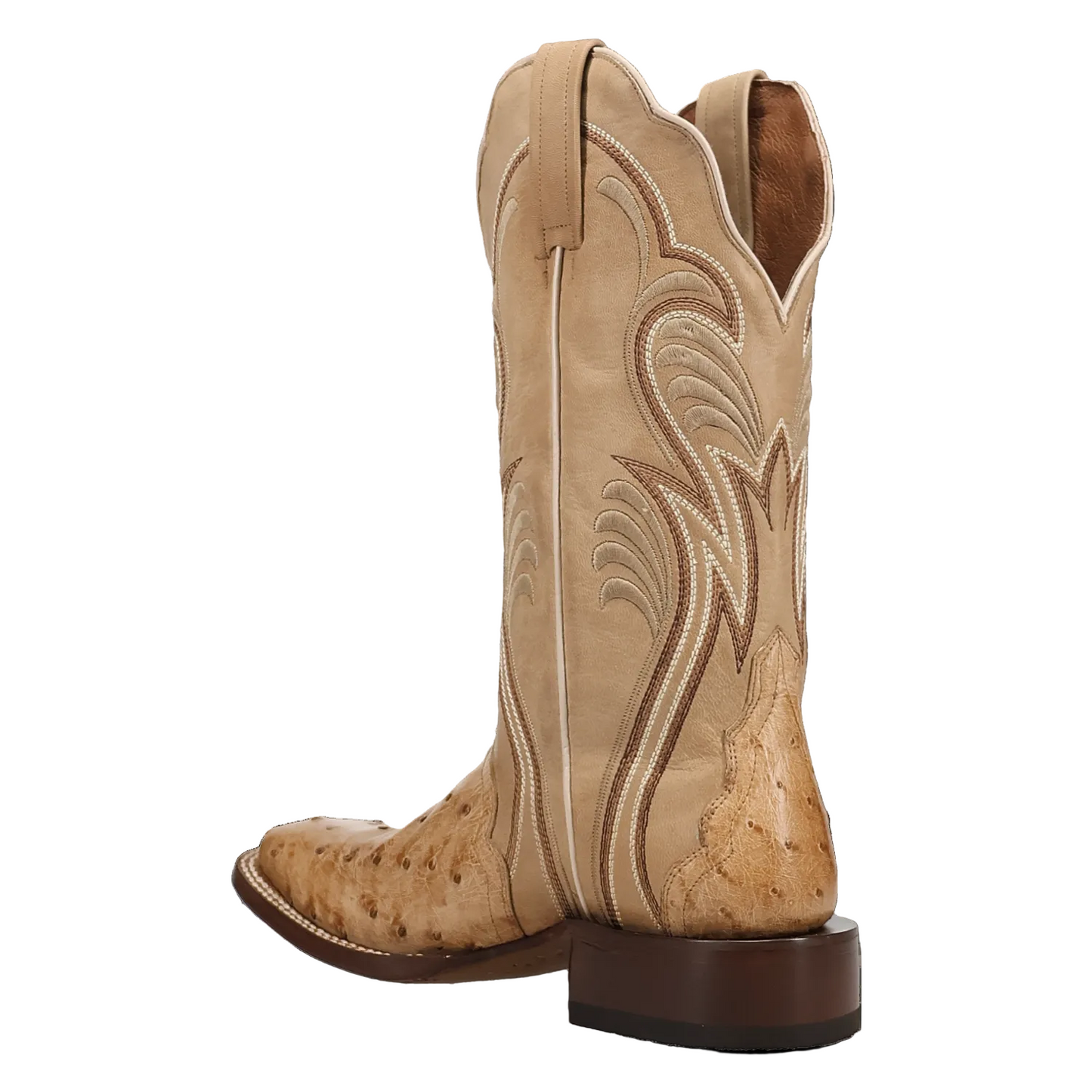 Dan Post Women's Reese Tan Full Quill Ostrich Broad Square Toe Cowgirl Boots DP5285