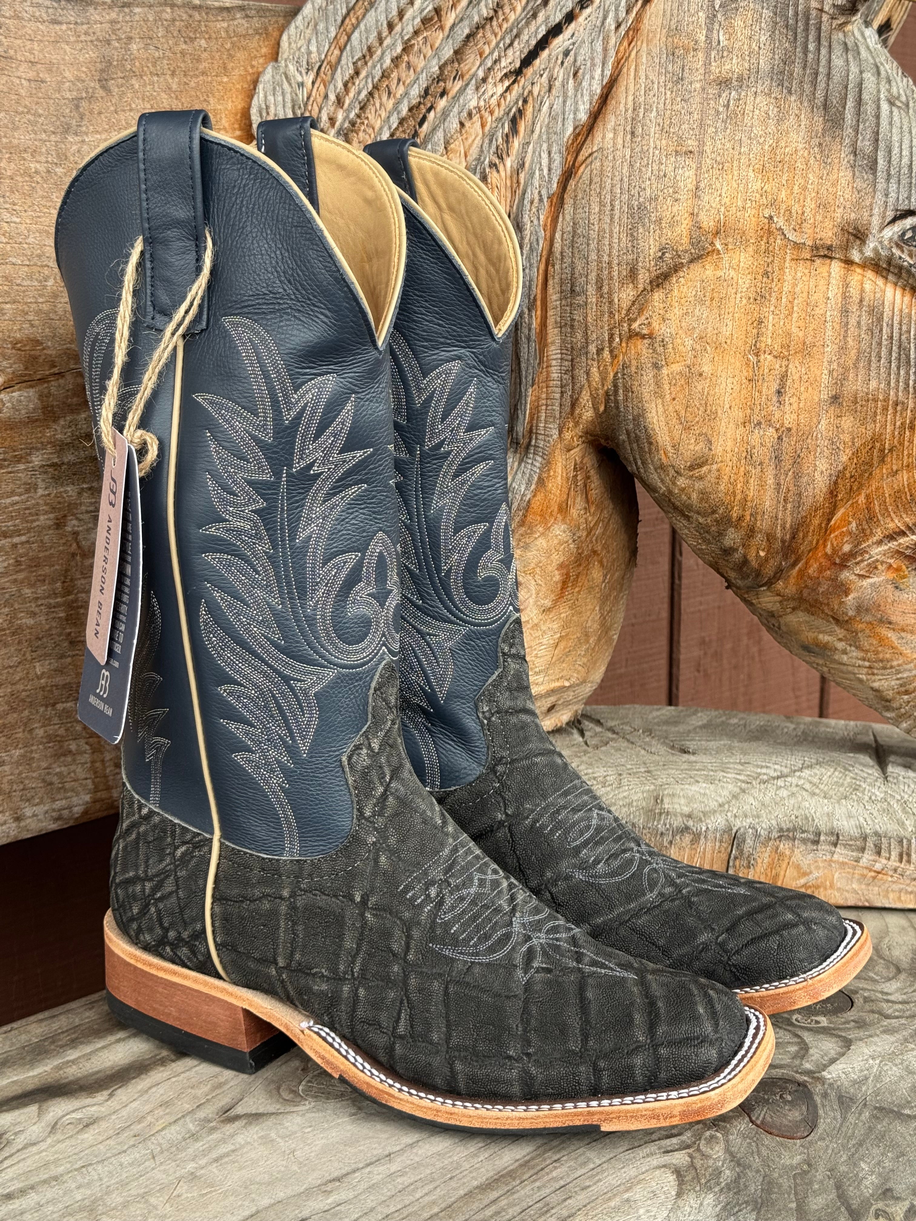 Anderson Bean Men's Granite Safari Elephant & 13” Navy Deerskin