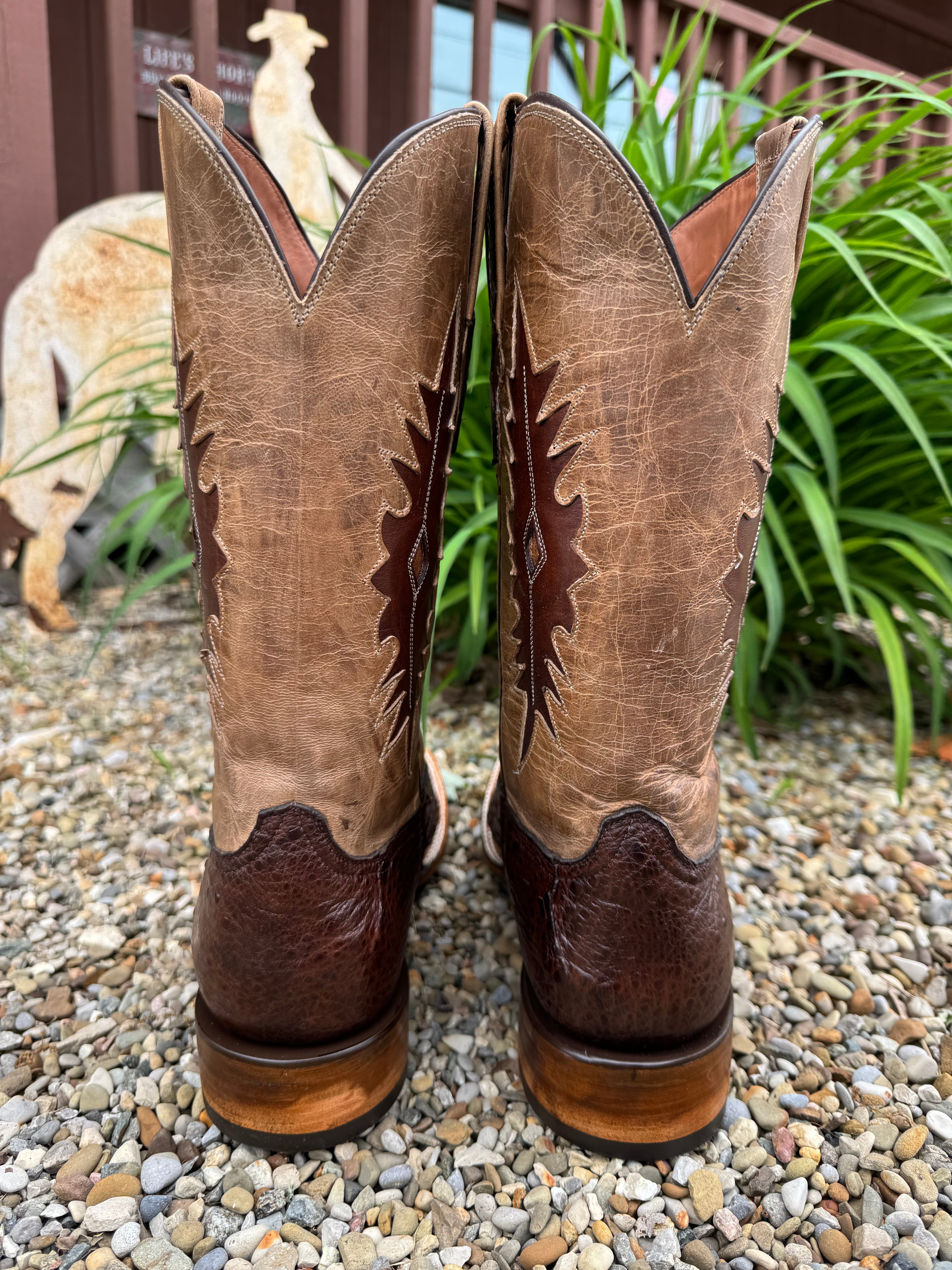 Black Jack Men's Brown Genuine Snapping Turtle Square Toe Western