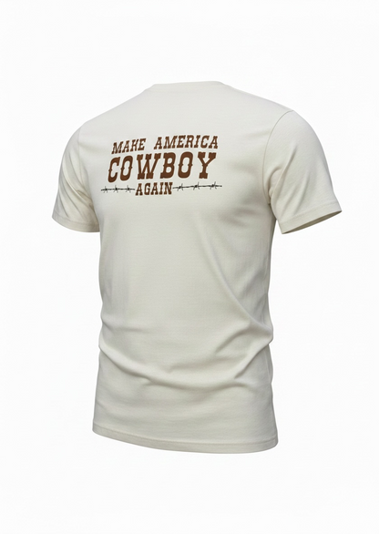 Painted Cowgirl's "Make America Cowboy Again" Natural Tee Shirt