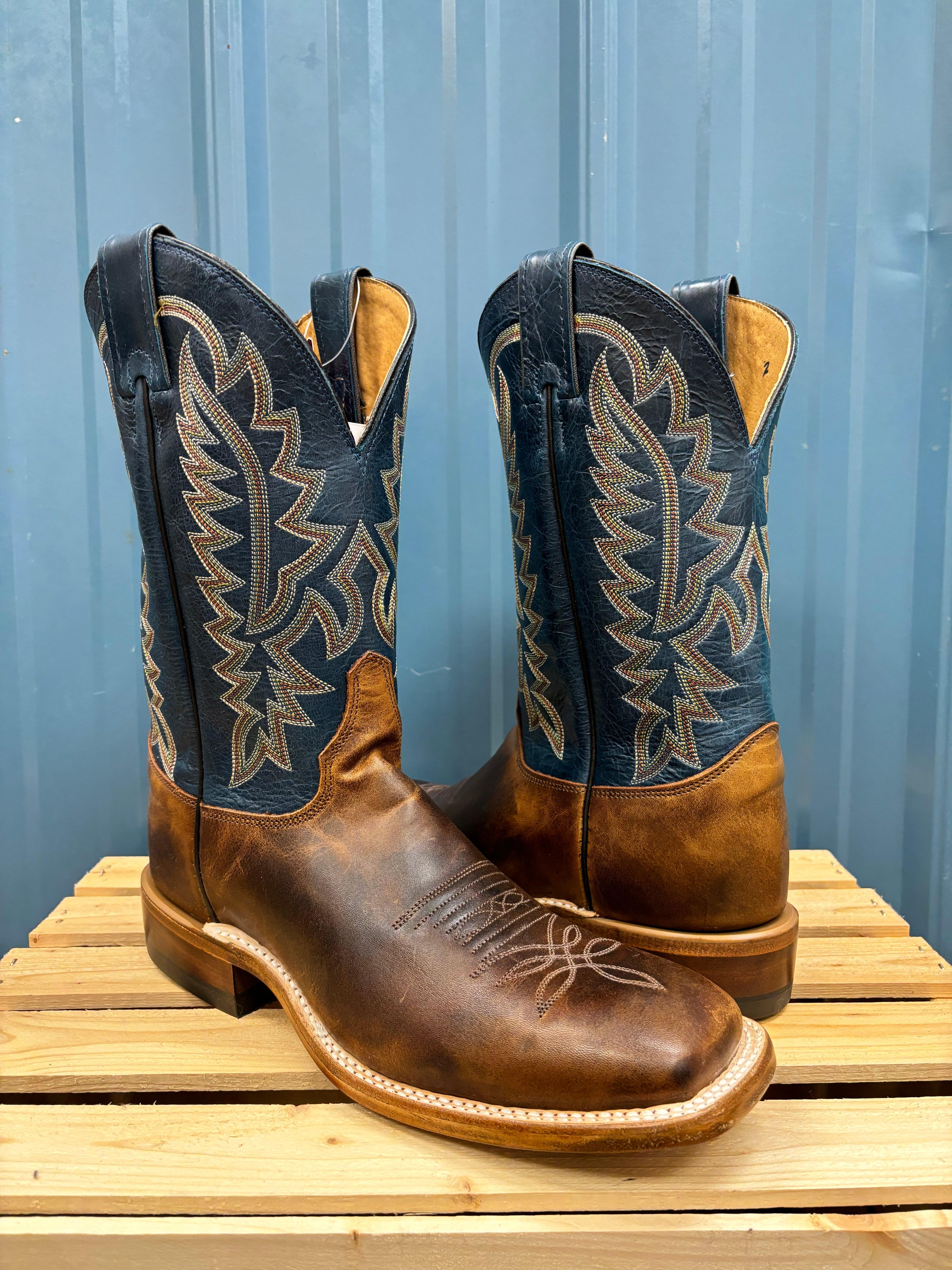 【良品】Justin ウエスタンブーツ ネイビー カウボーイ 7B 25cm Justin Men's Bent Rail Poston Amber Brown & Royal Navy Western