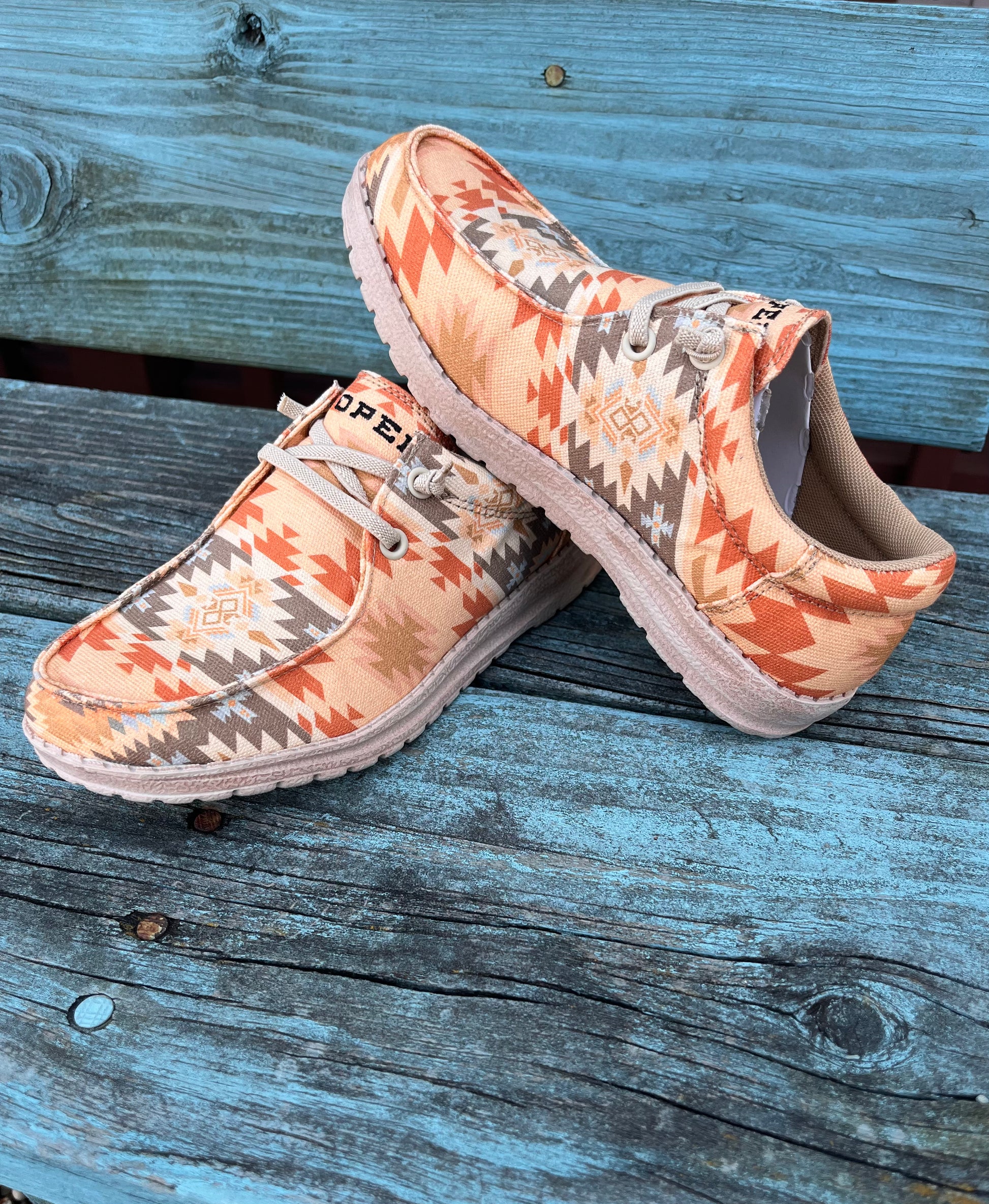 Roper Women s Eva Moc Peach Aztec Casual Shoes 1793 3174 Painted Cowgirl Western Store