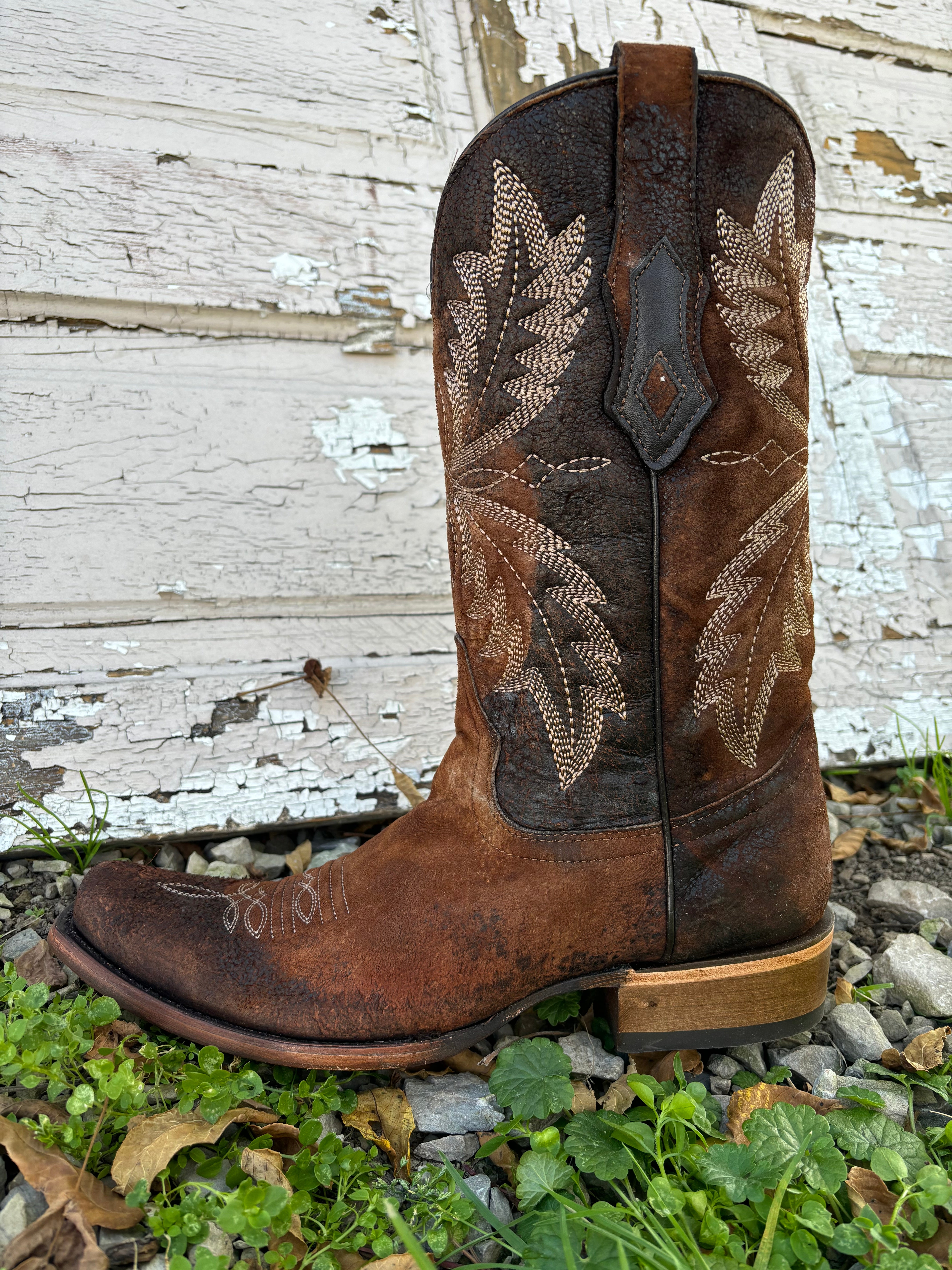 Corral Men's Chocolate Brown Lamb Leather Narrow Square Toe Cowboy