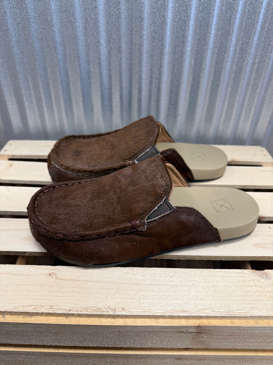 Twisted X Women's Dark Brown Faux Hair-On Cowhide Mule Slip-On Shoe WFFM003