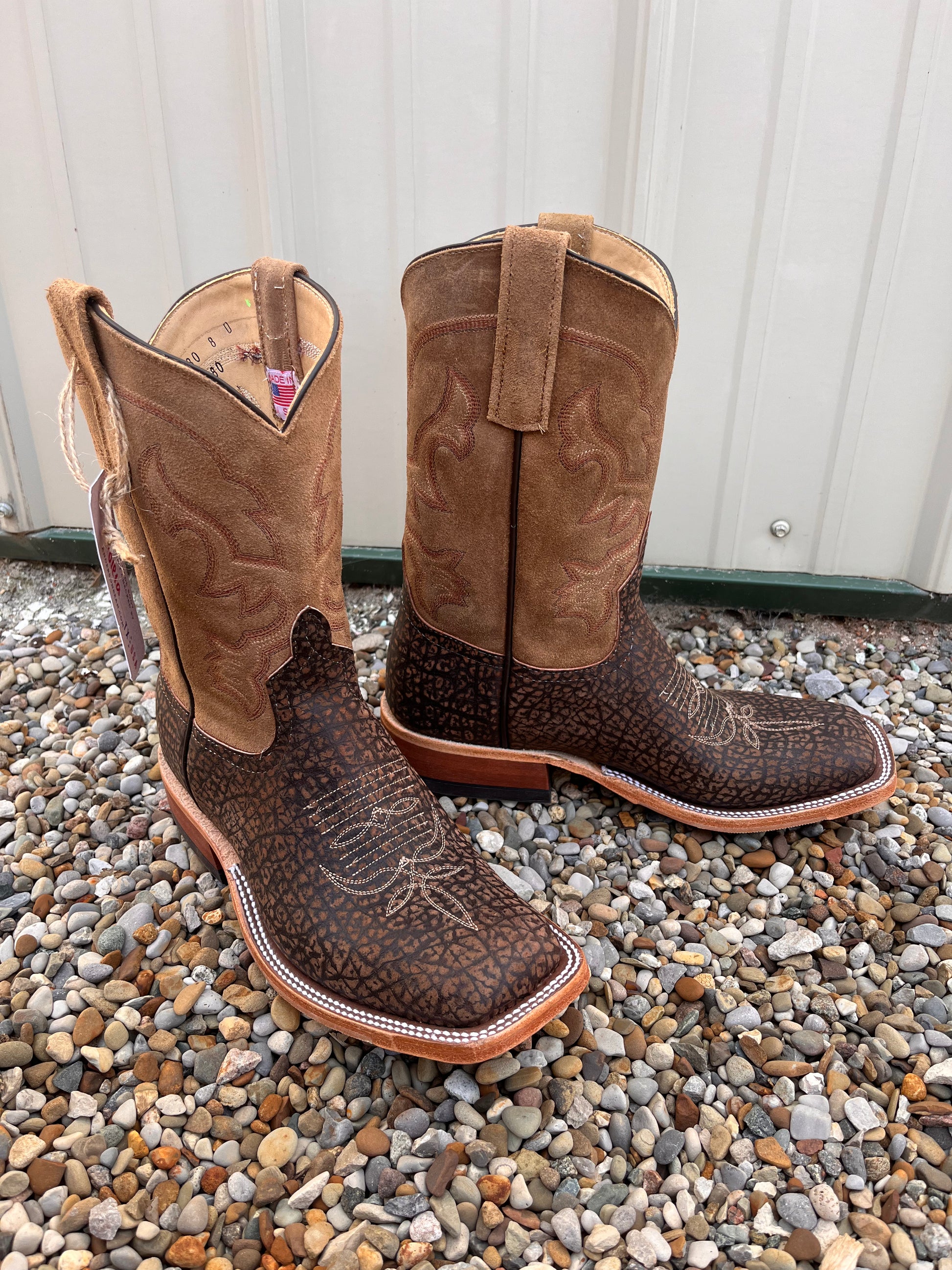 Anderson Bean Men s 10 Tan Hungry Hippos Square Toe Cowboy Boots 339580 Painted Cowgirl Western Store