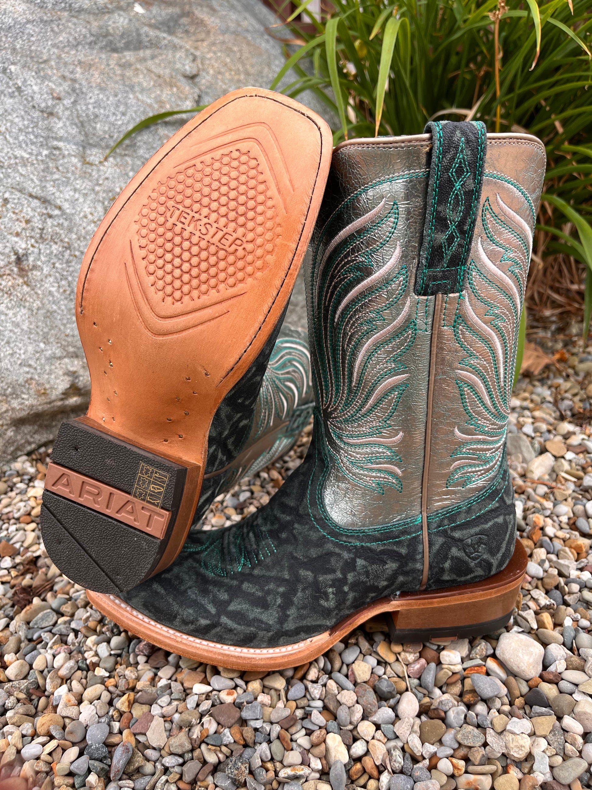Ariat Women s Futurity Dash Pewter Shine Mint Elephant Print Western Cowgirl Boots 10053807 Painted Cowgirl Western Store