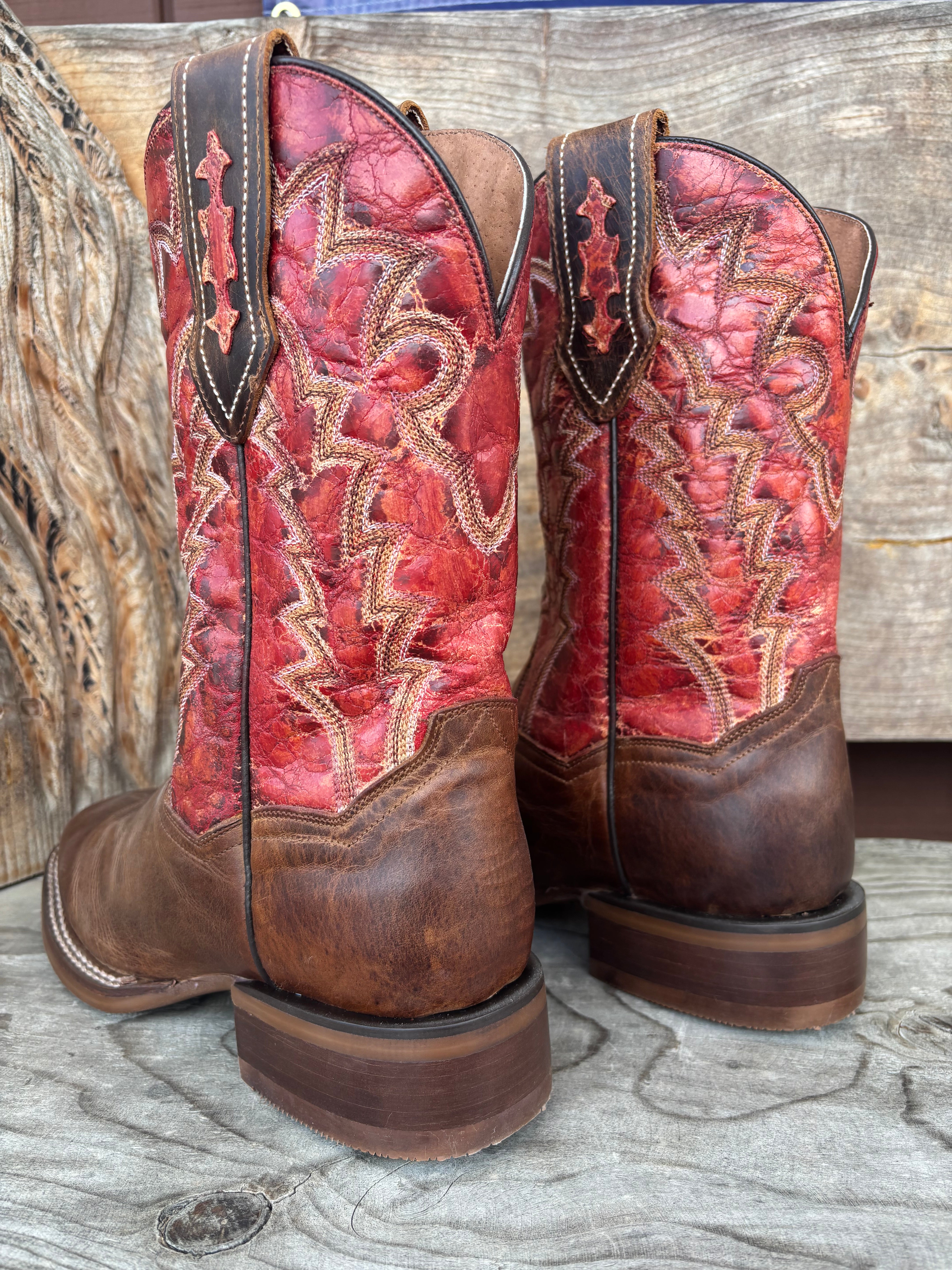 Dan Post Men's Tan Leather & Red Top Killeen Square Toe Cowboy