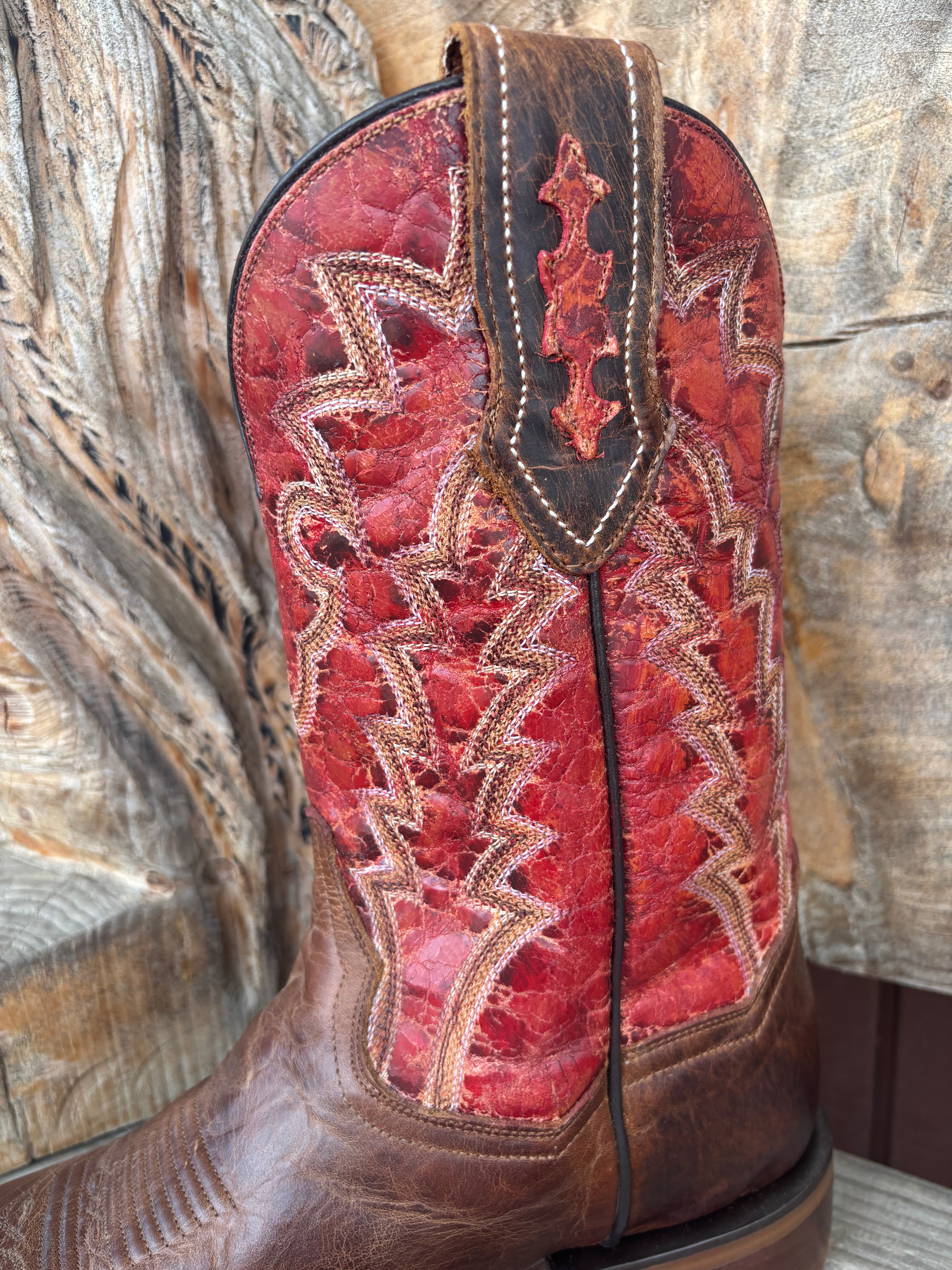 Dan Post Men's Tan Leather & Red Top Killeen Square Toe Cowboy