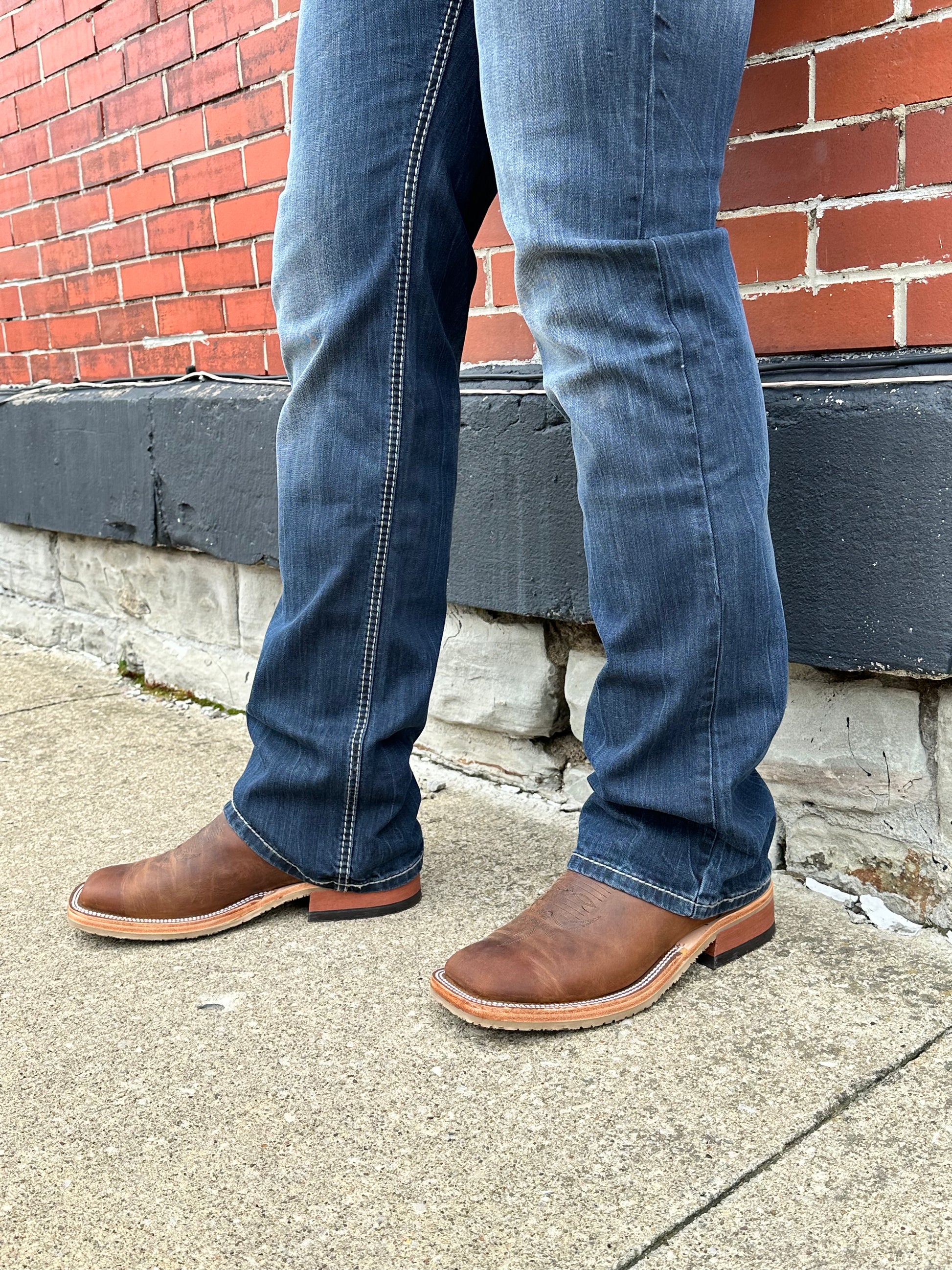 Mens western square toe top boots