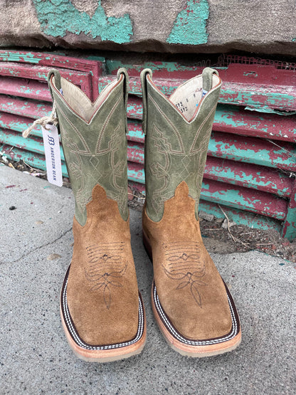 Anderson Bean Men s 10 Tan Indian Sage Waxy Kudu Square Toe Cowboy Boots 339592 Painted Cowgirl Western Store