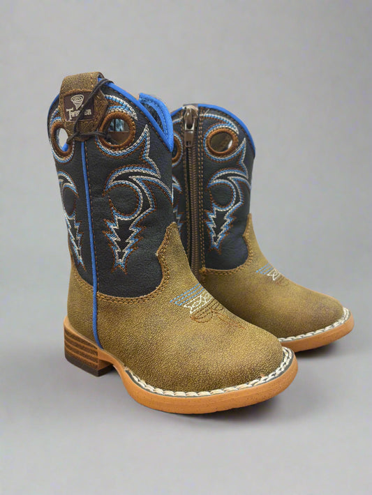 Twister Toddler Ben Navy Blue & Brown Cowboy Boots 443001202