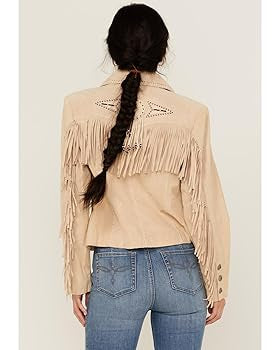 Scully Women's Stone Off White Leather Fringe Jacket L152 191
