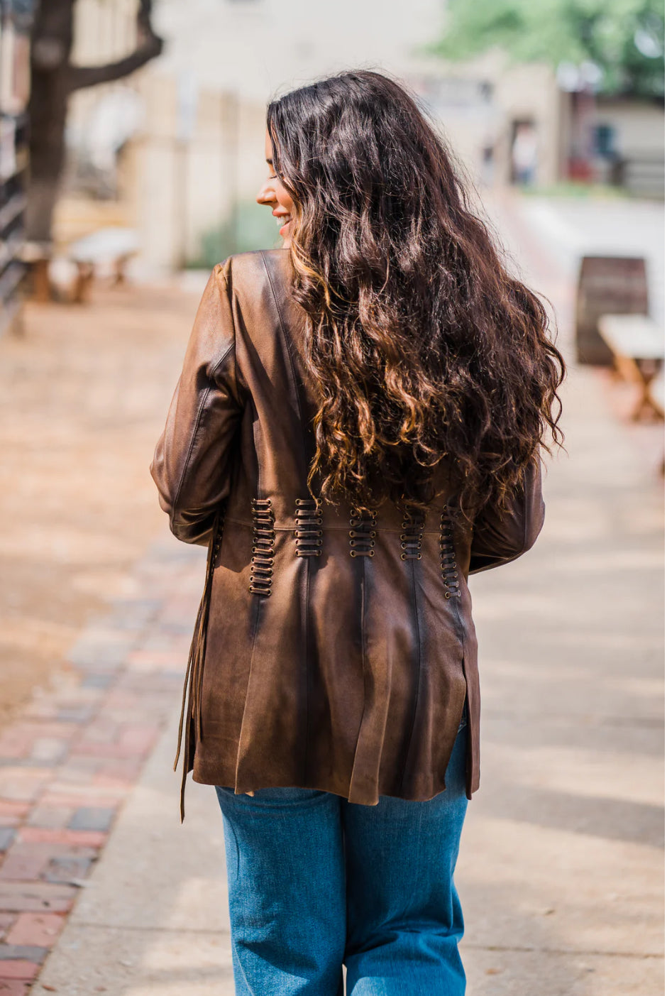 Scully Women's Vintage Brown Leather Jacket w/ Fringe L1089