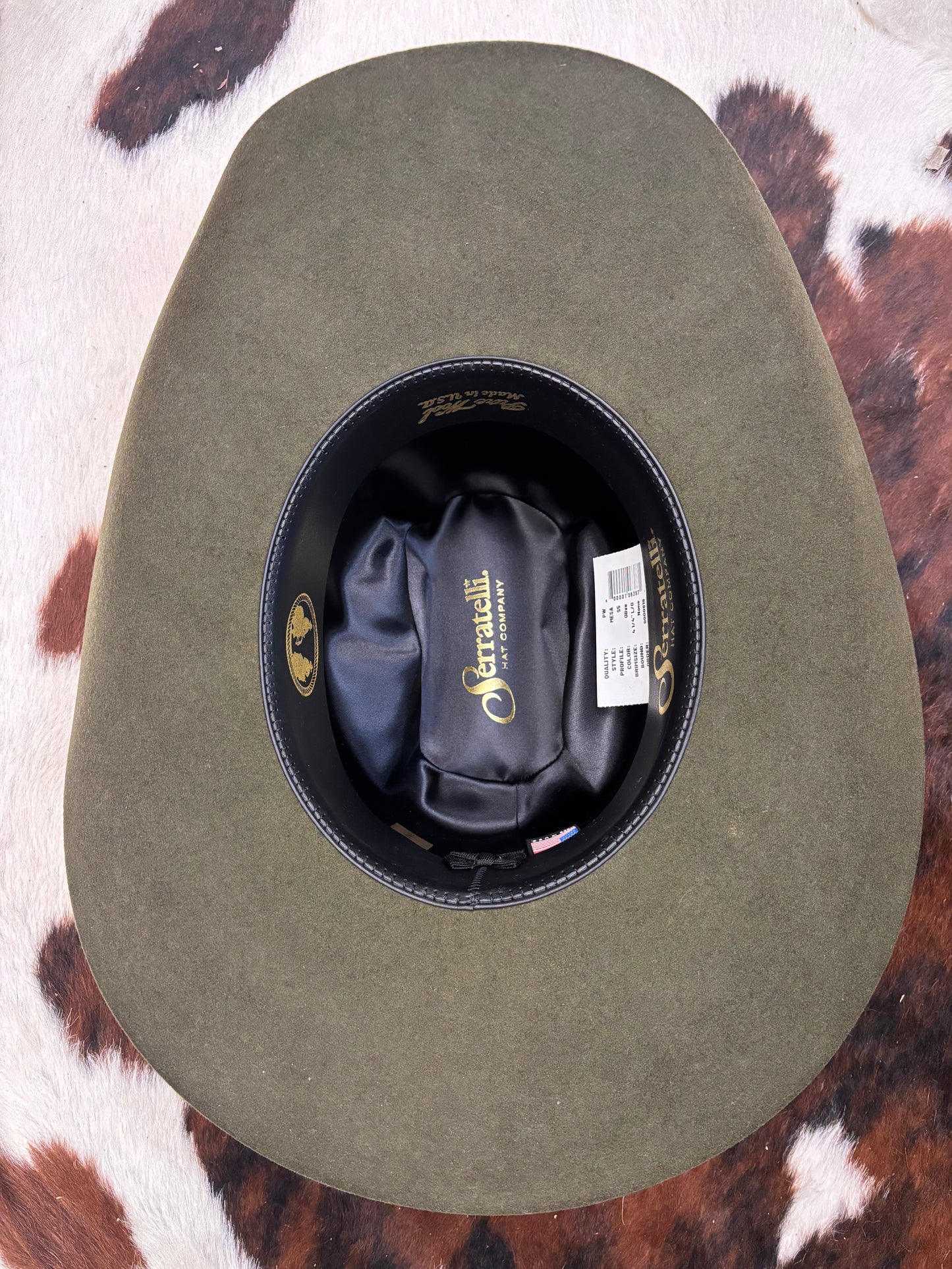 Serratelli Mesa Olive Cattleman Crease Pure Wool Cowboy Hat