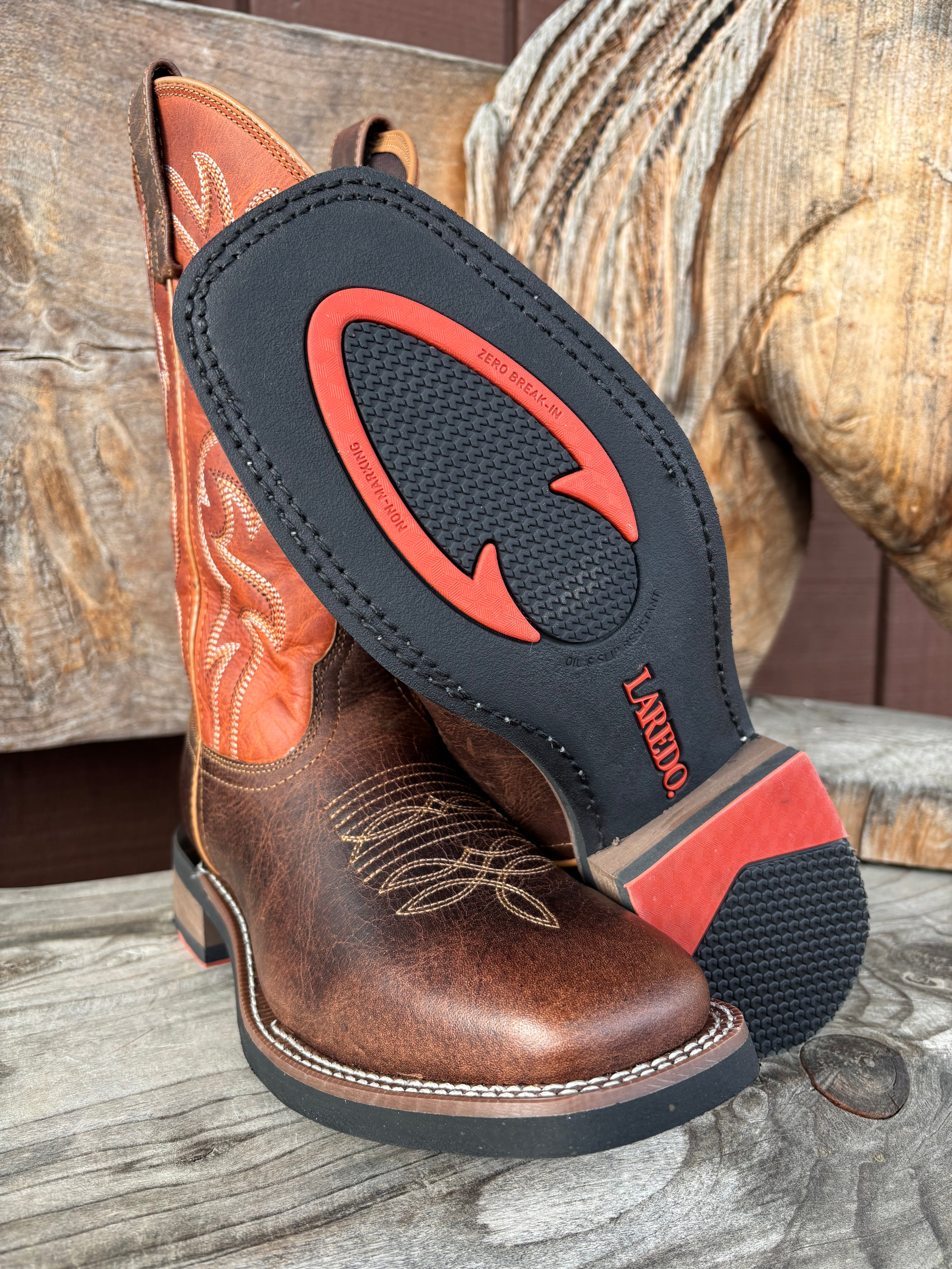 Laredo Men's Decatur Brown & Orange Broad Square Toe Western