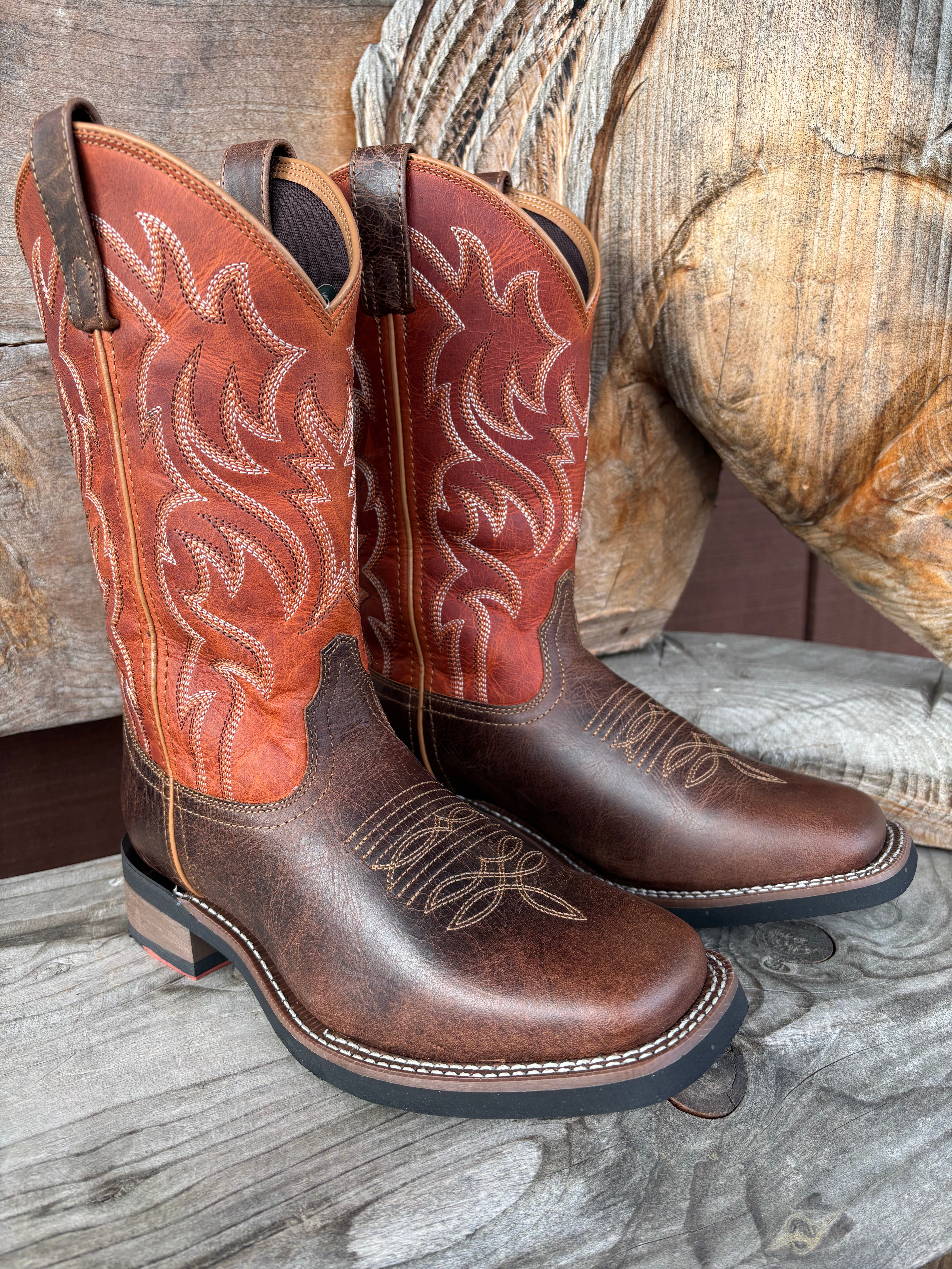 Laredo Men's Decatur Brown & Orange Broad Square Toe Western