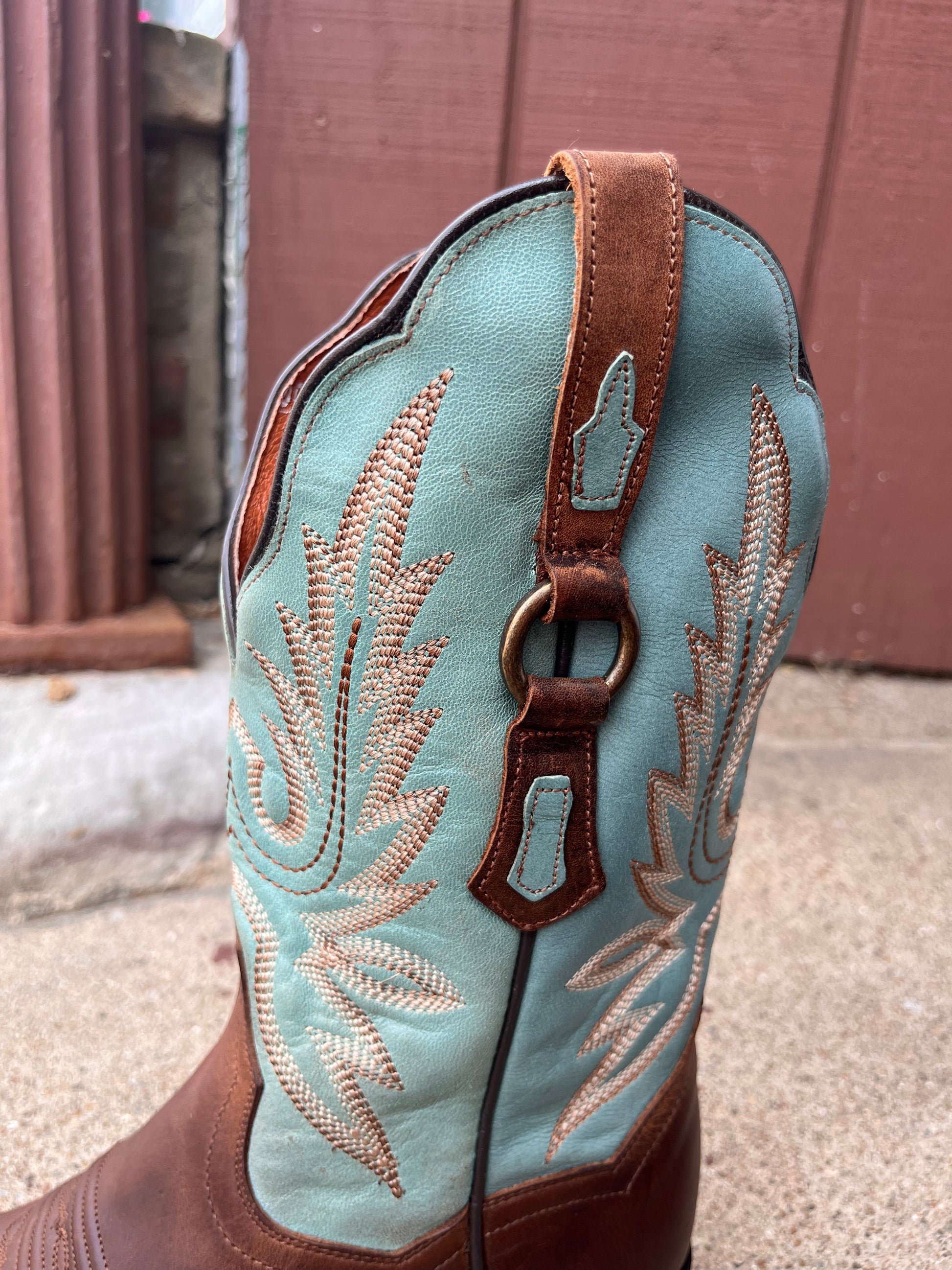 Brown and teal cowboy boots hot sale