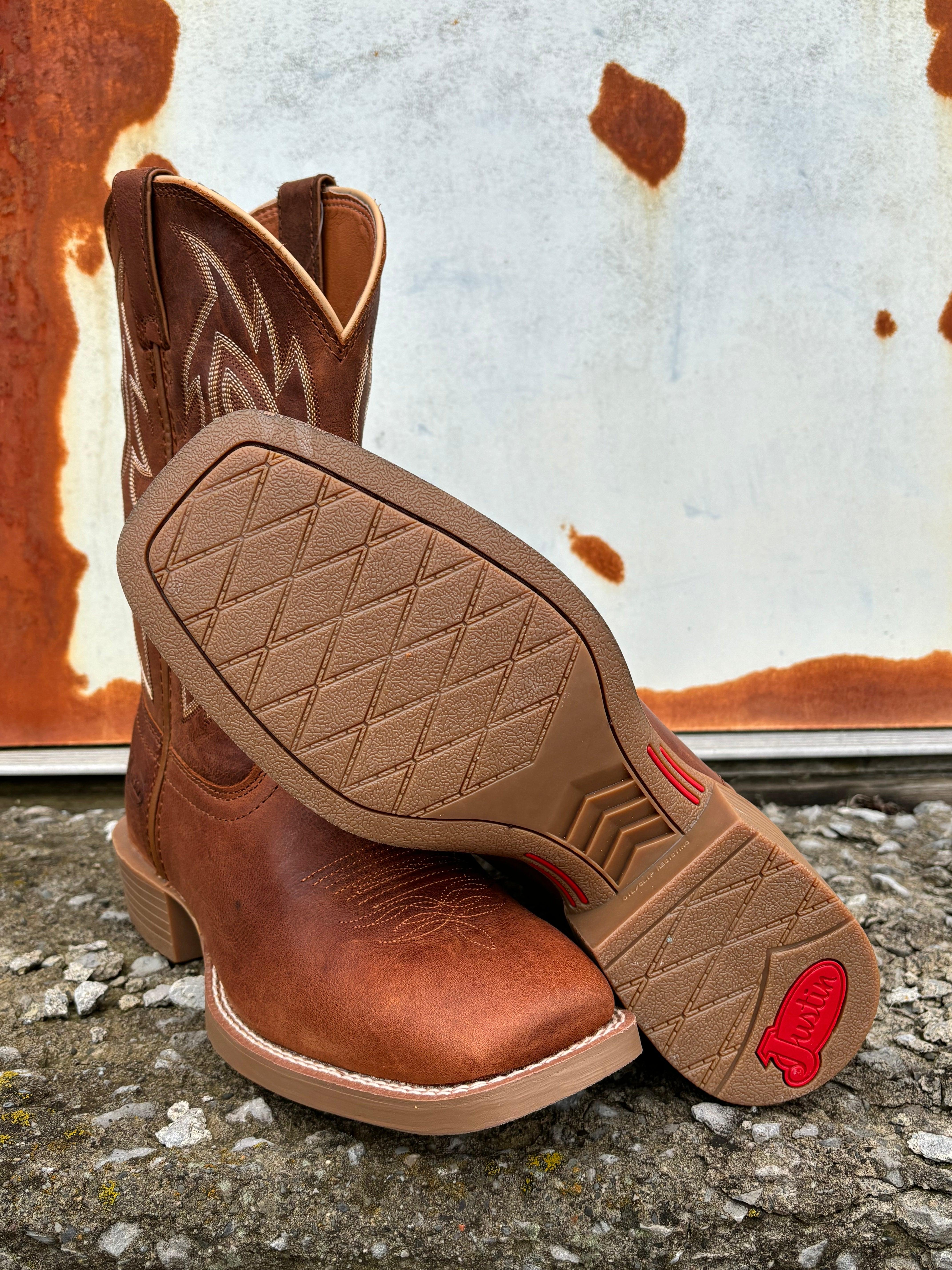 Justin Men's Canter Amber Brown Water Buffalo Western Cowboy Boot