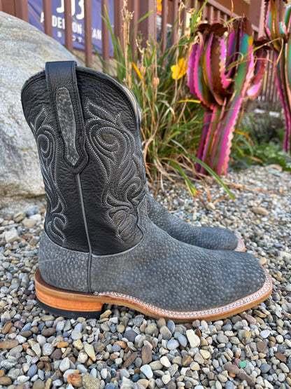 Fenoglio Men’s Grey Carpincho with Black Top Square Toe Cowboy Boot FB09900004