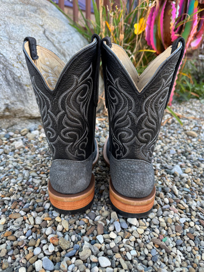 Fenoglio Men’s Grey Carpincho with Black Top Square Toe Cowboy Boot FB09900004