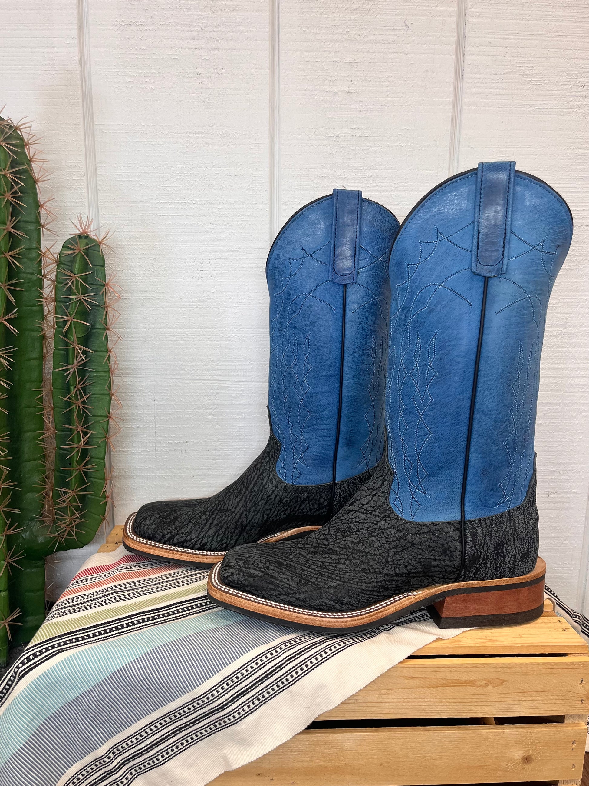 Anderson Bean Men s Black Poseidon Shoulder Square Toe Cowboy Boots 336968 9EE