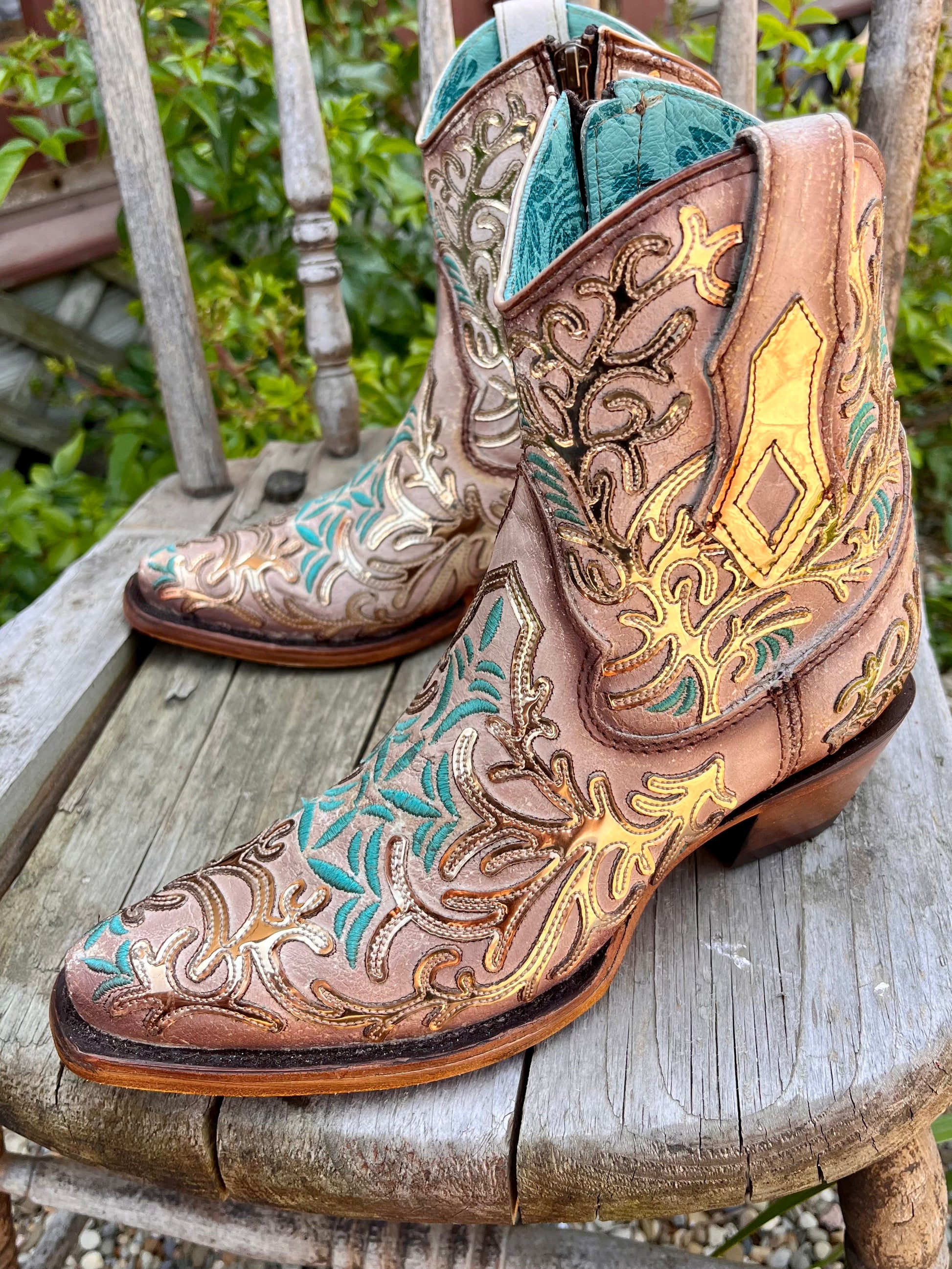 Golden cowboy boots clearance