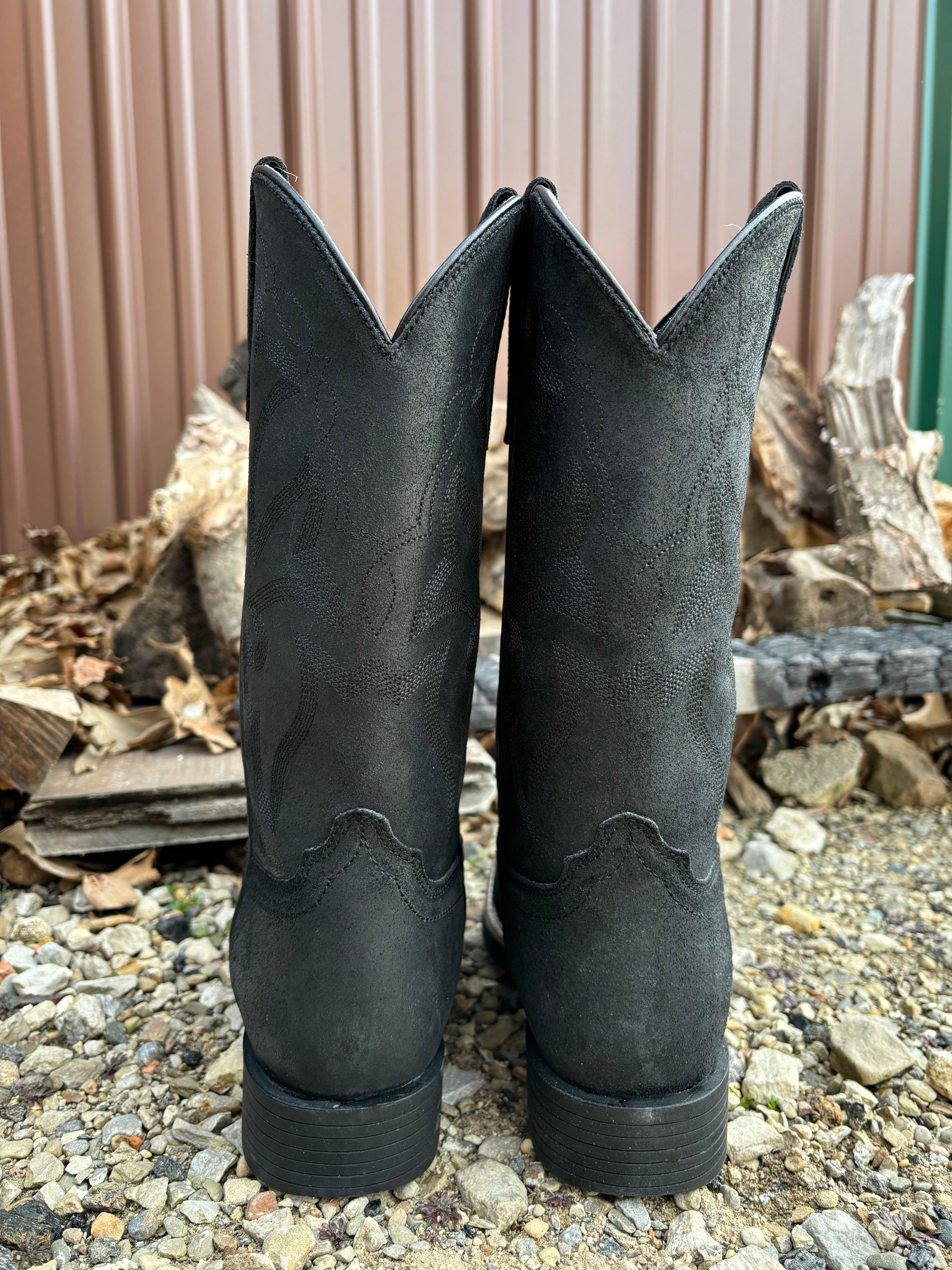 Roper Men's Black Monterey Oiled Suede Leather Cowboy Boots 0904