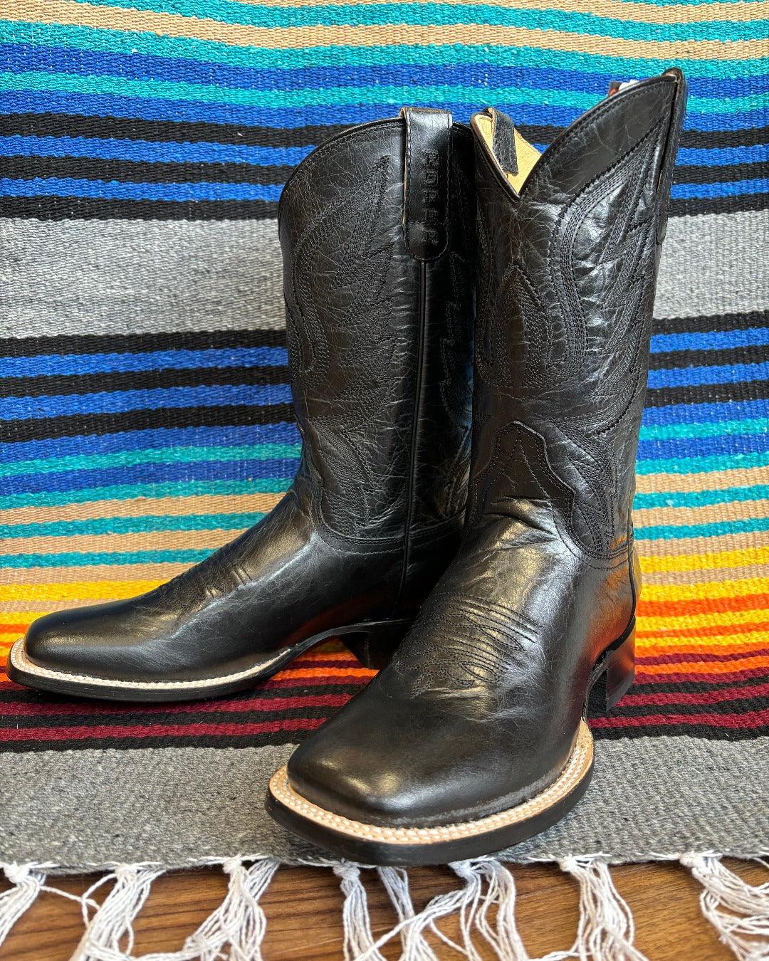 Roper Women's Midnight Black Leather Square Toe Cowgirl Boots 7016-8633