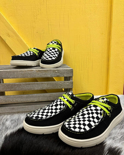 Ariat Youth Black Grid Hilo Moc Toe Canvas Casual Shoes 10050912-Painted Cowgirl Western Store