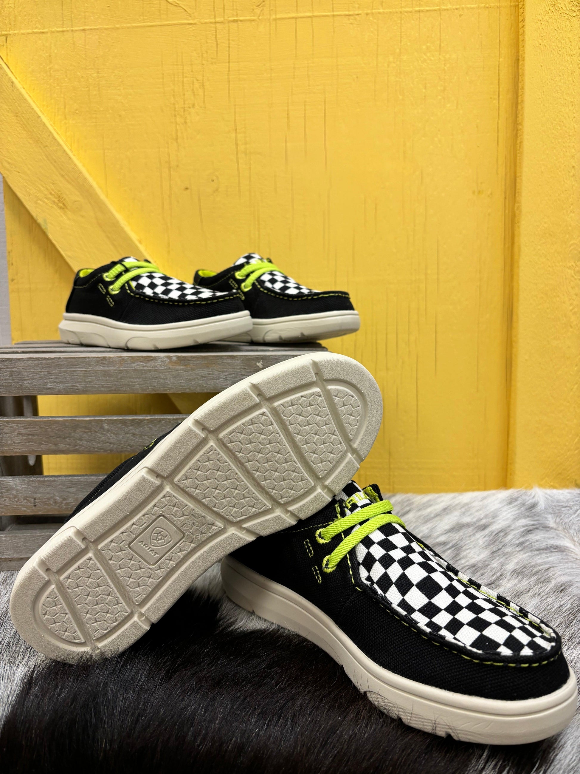 Ariat Youth Black Grid Hilo Moc Toe Canvas Casual Shoes 10050912-Painted Cowgirl Western Store