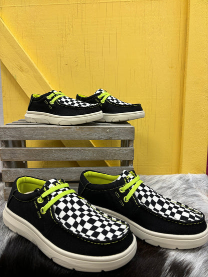 Ariat Youth Black Grid Hilo Moc Toe Canvas Casual Shoes 10050912-Painted Cowgirl Western Store