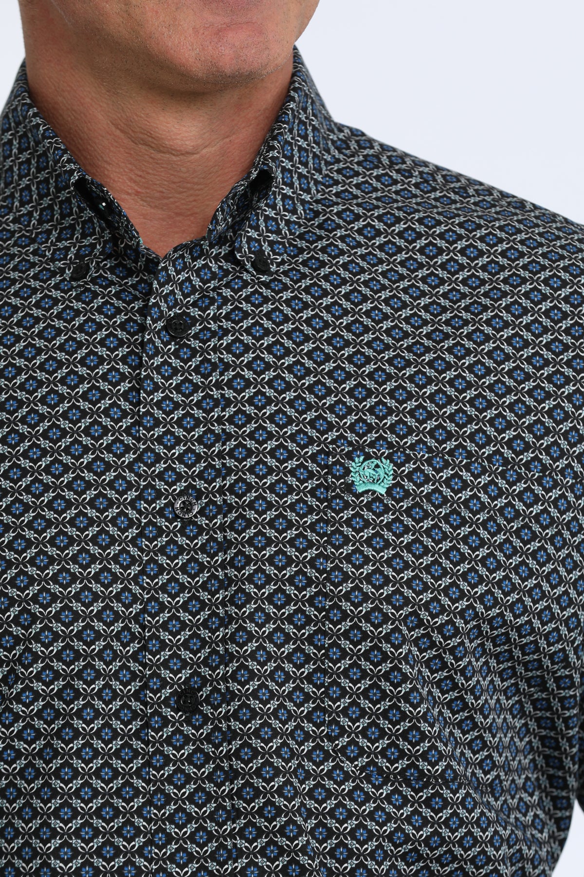 Cinch Men's Black Geo Print Classic Fit Button Long Sleeve Western