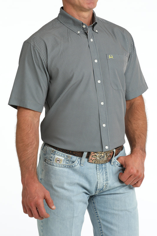 Cinch Men's ArenaFlex Grey Geo Print Short Sleeve Shirt MTW1704168 MTW174168X
