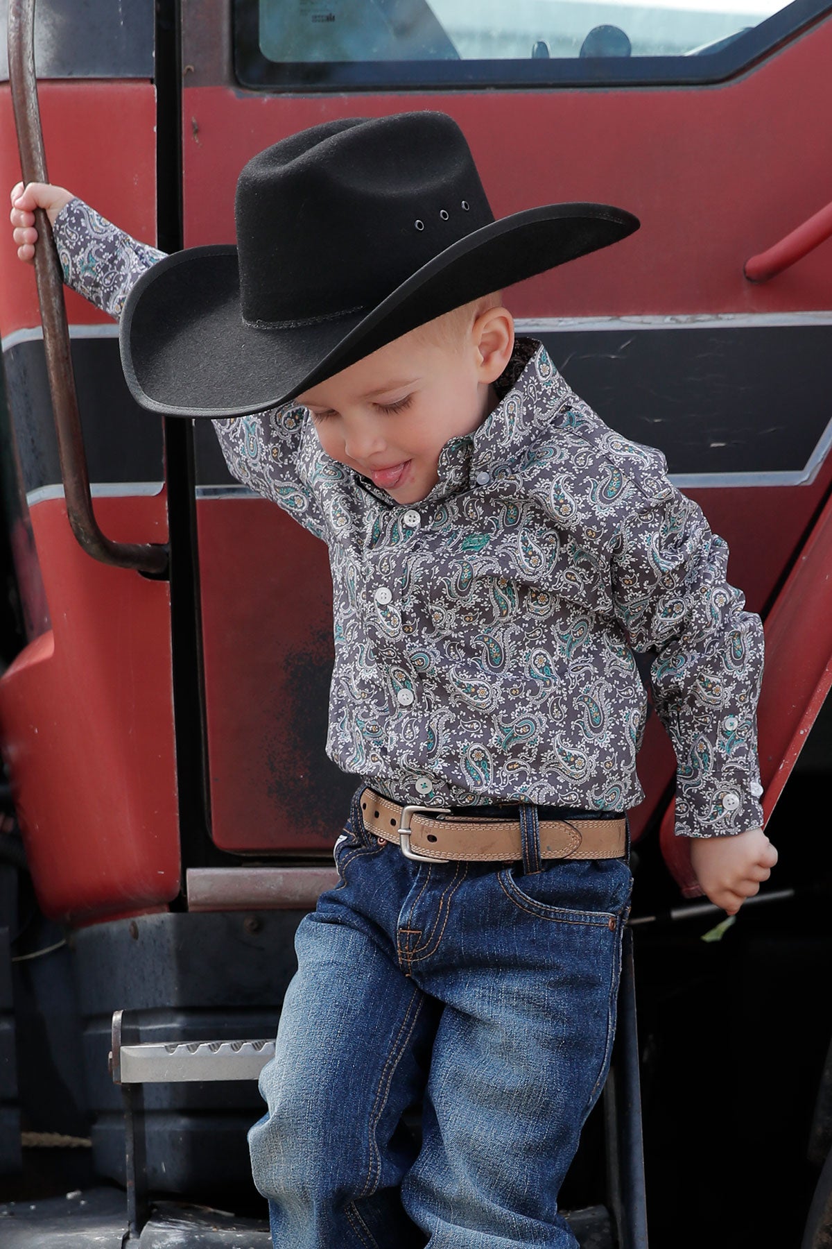Cinch Boy's Infant/Toddler Grey Paisley Button Long Sleeve Western