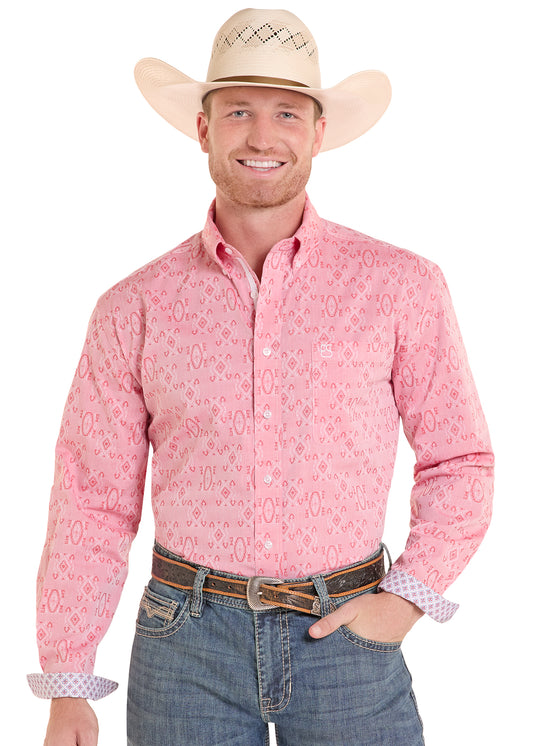Panhandle Slim Men's Rough Stock Light Red Western Print Button Long Sleeve Western Shirt RMB2S08925 (Copy)