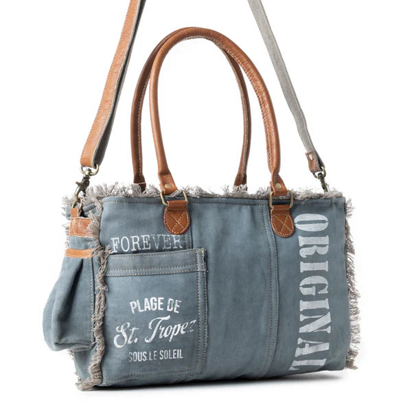 Myra Shoulder Bag For Women - Western Style Upcycled Canvas & Leather Crossbody Bag - View #8