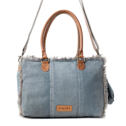 Myra Bag Coastal Steel Blue Upcycled Canvas Crossbody Tote Bag S