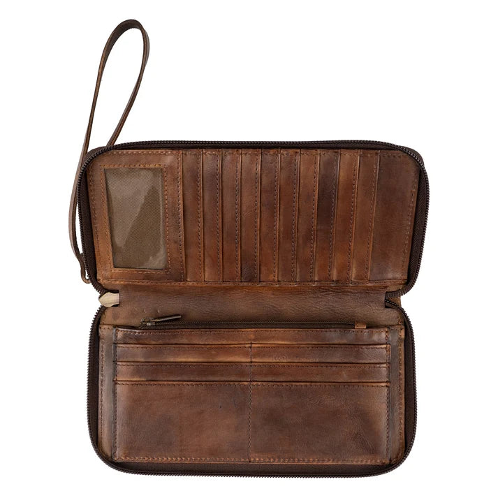 STS Ranchwear Bandera Berkley Chocolate Leather Bi-Fold Wristlet