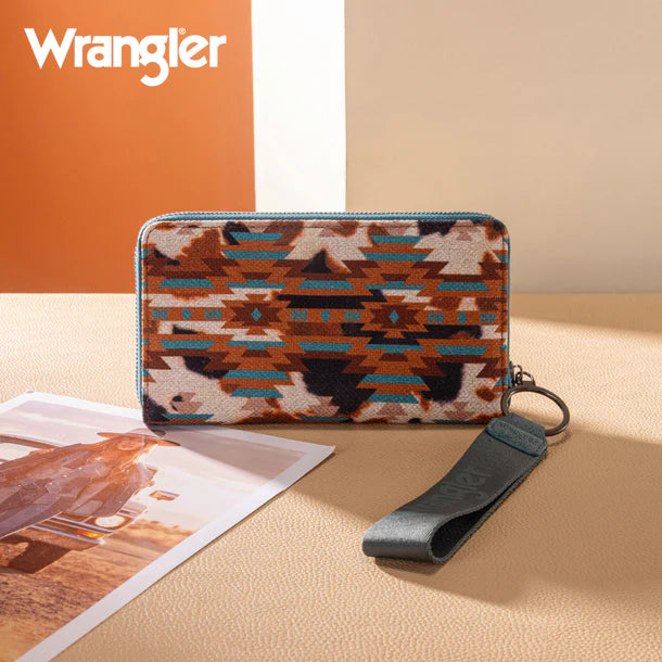 Wrangler Turquoise Aztec Print Wristlet Clutch Wallet WG302-W006TQ