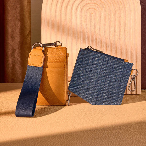 Wrangler Light Brown Embroidered Logo 'W' Denim Dual Pouch