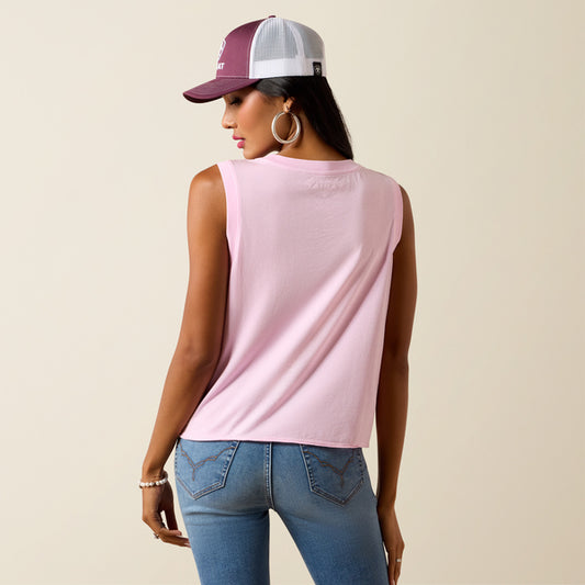 Ariat Women's Pink Canyon Rose Graphic Print Sleeveless Tank Tee 10073514