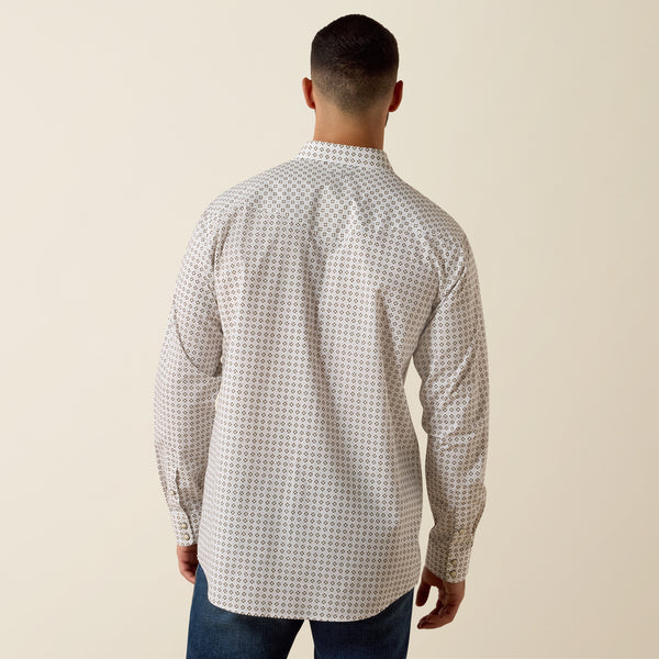 Ariat Men's Franz White Multi Geo Print Slim Fit Pearl Snap Long Sleeve Western Shirt 10073625