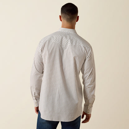 Ariat Men's Franz White Multi Geo Print Slim Fit Pearl Snap Long Sleeve Western Shirt 10073625